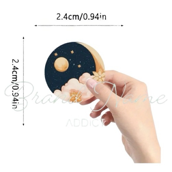 Roll of 500 Half Moon (8 different design) Stickers - Picture 2 of 2